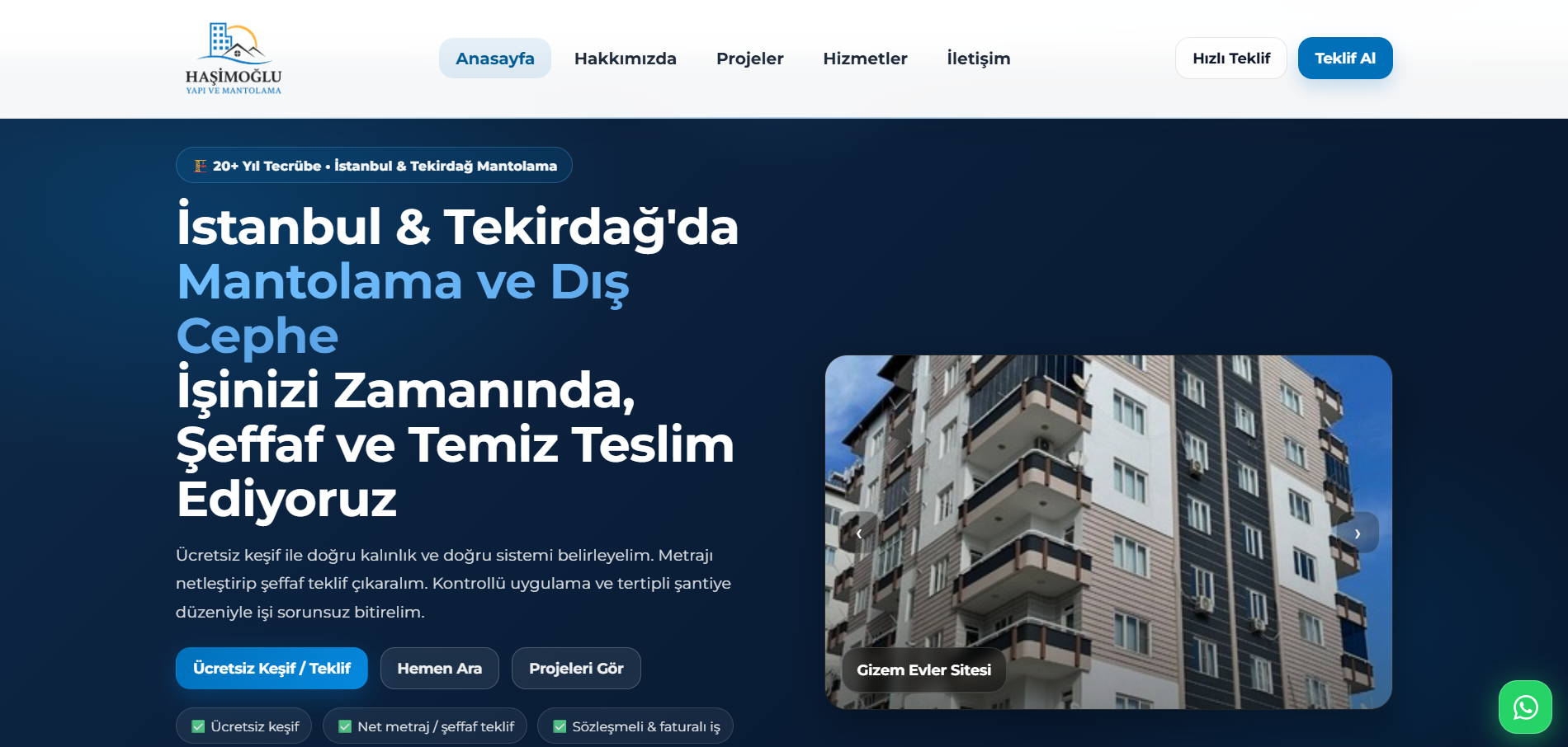 Haşimoğlu Yapı ve Mantolama ekran görüntüsü